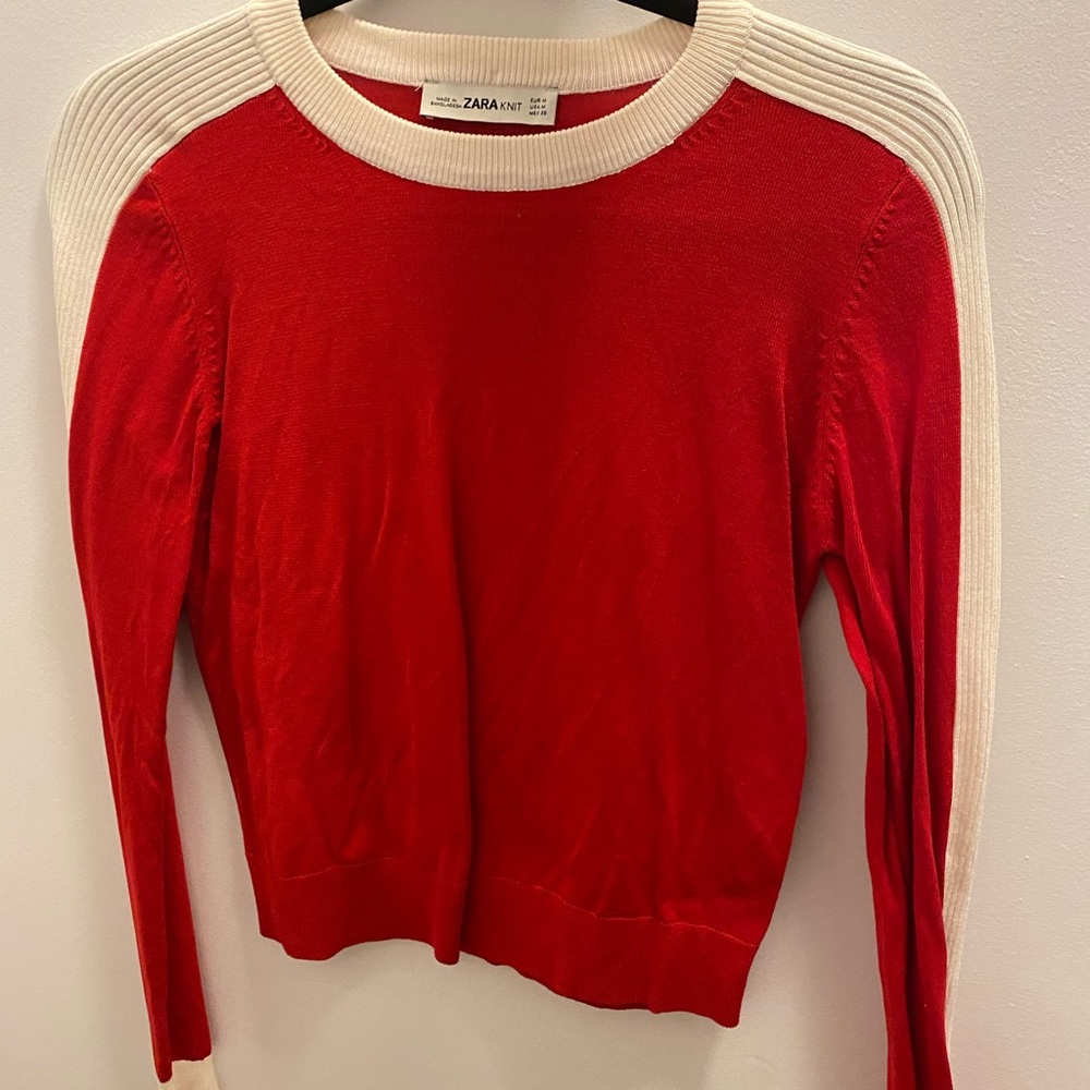 Zara red and white sweater